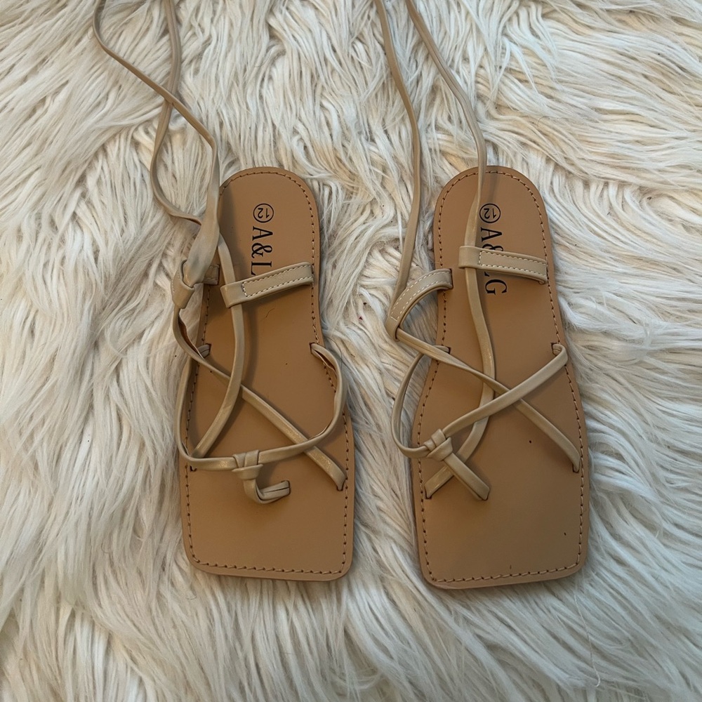 Girls A&L Tan Strappy Sandals
